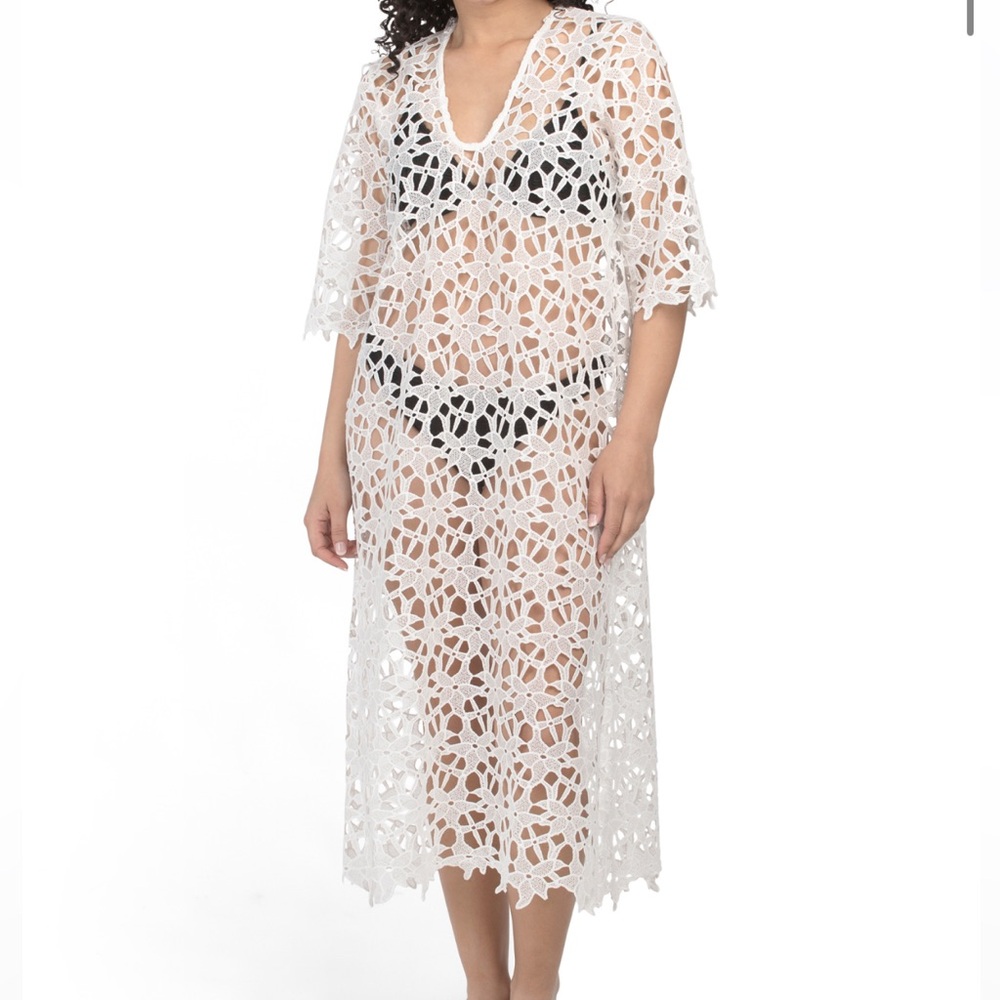 4 Our Dreamers White Lace Swim Cover-Up
